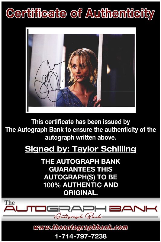 Taylor Schilling proof of signing certificate