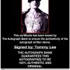 Tommy Lee proof of signing certificate