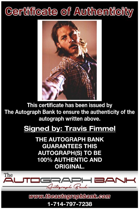 Travis Fimmel proof of signing certificate