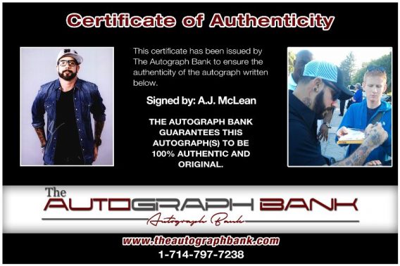 A.J. McLean proof of signing certificate