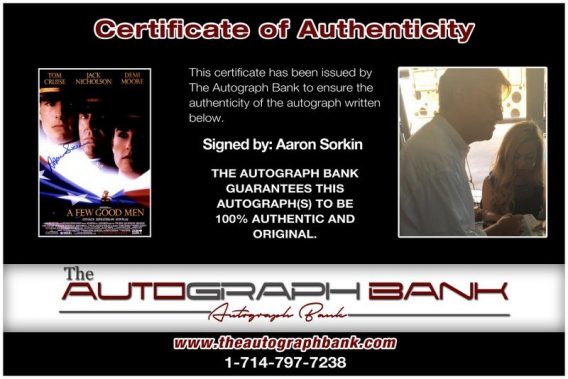 Aaron Sorkin proof of signing certificate