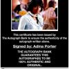 Adina Porter certificate of authenticity from the autograph bank