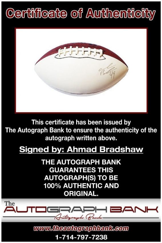 Ahmad Bradshaw proof of signing certificate