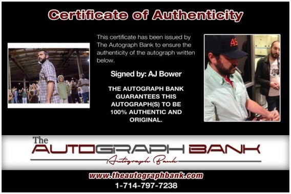 Aj Bower authentic signed 8x10 picture