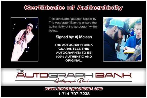 Aj Mclean proof of signing certificate