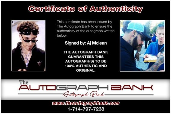 Aj Mclean proof of signing certificate