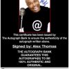 Alex Thomas certificate of authenticity from the autograph bank