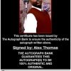 Alex Thomas certificate of authenticity from the autograph bank