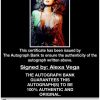 Alexa Vega certificate of authenticity from the autograph bank
