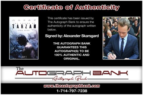 Alexander Skarsgard proof of signing certificate
