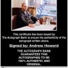 Andrew Howard proof of signing certificate