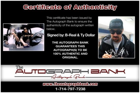 B-Real & Tommy Chong proof of signing certificate