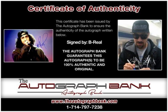 B-Real of Cypress Hill proof of signing certificate