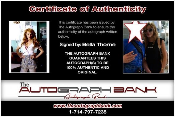 Bella Thorne proof of signing certificate
