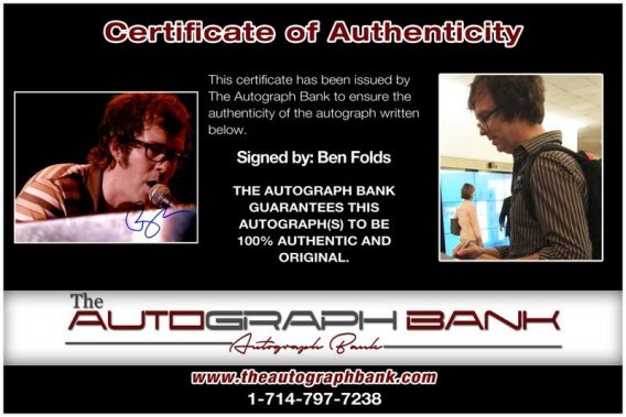 Ben Folds proof of signing certificate