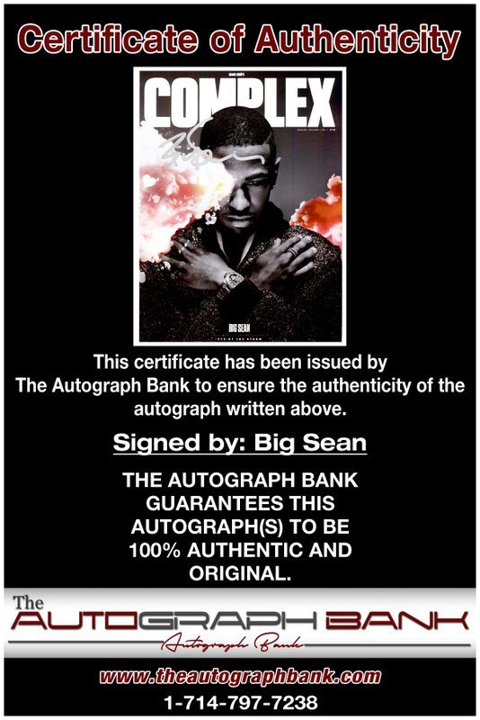 Big Sean proof of signing certificate