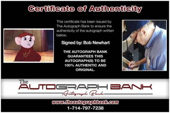 Bob Newhart proof of signing certificate