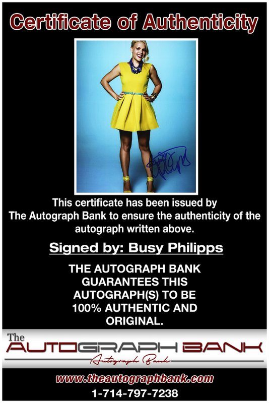 Busy Phillips proof of signing certificate
