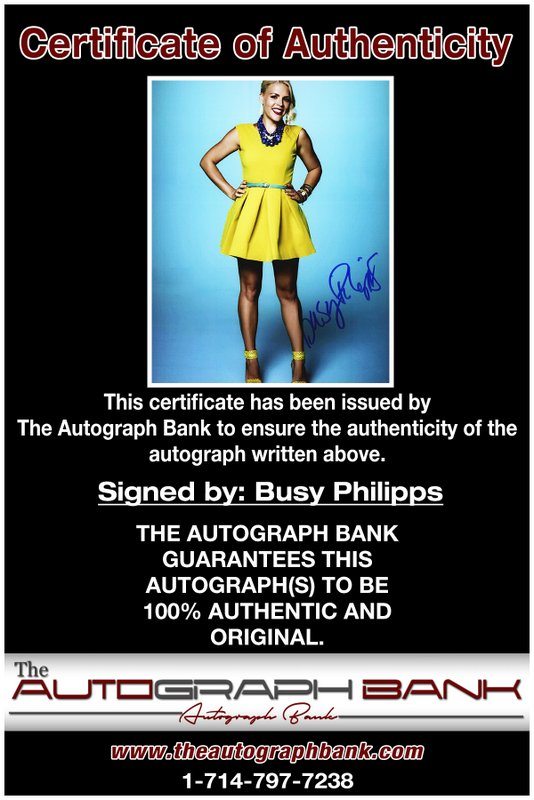 Busy Phillips proof of signing certificate