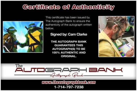 Cam Clarke proof of signing certificate
