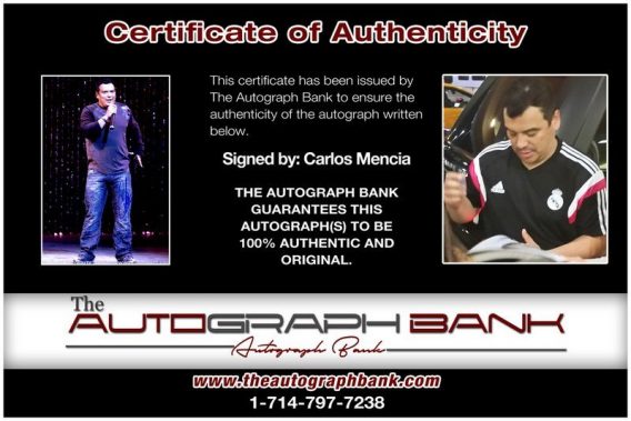 Carlos Mencia proof of signing certificate