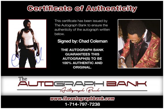 Chad Coleman proof of signing certificate