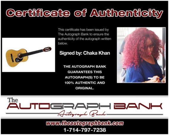 Chaka Khan proof of signing certificate