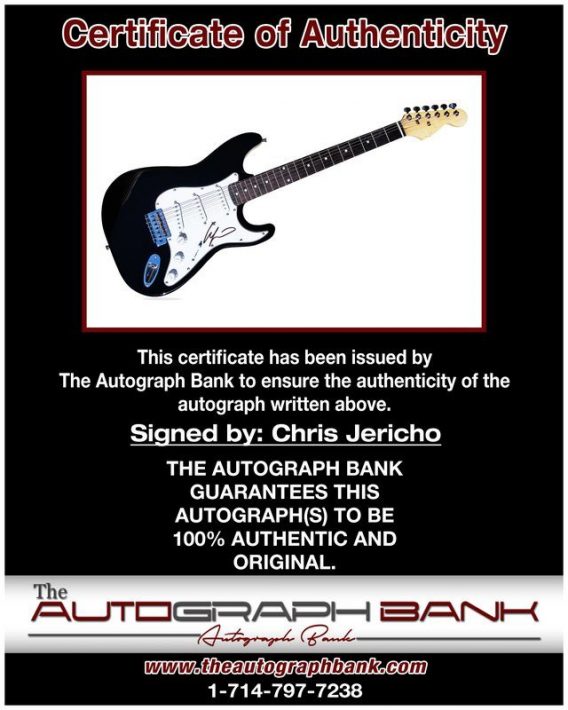 Chris Jericho proof of signing certificate