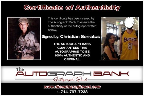 Christian Serratos proof of signing certificate
