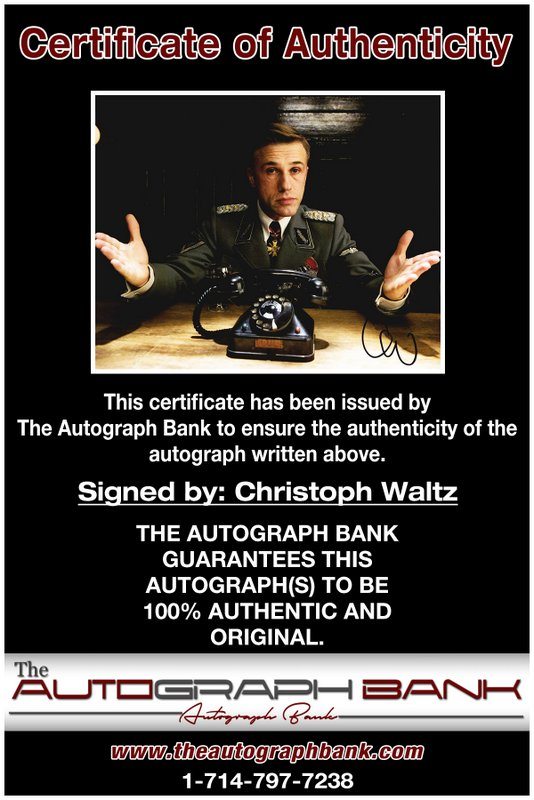 Christoph Waltz proof of signing certificate