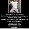 Chris Hemsworth proof of signing certificate