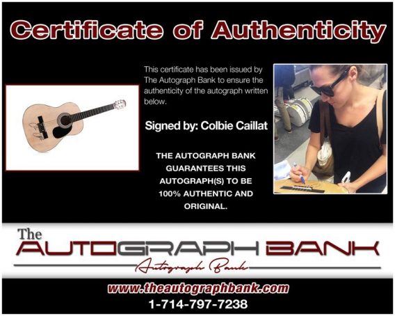 Colbie Caillat proof of signing certificate