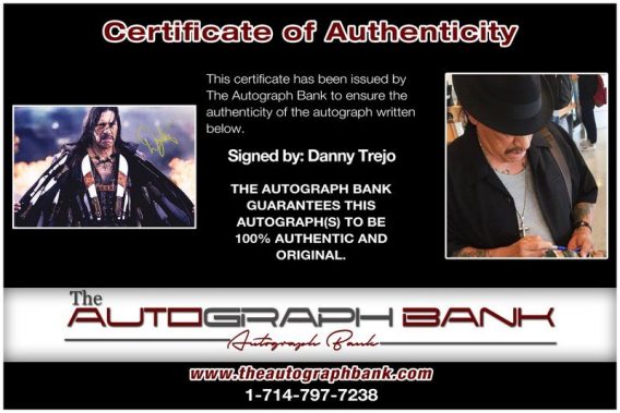 Danny Trejo proof of signing certificate