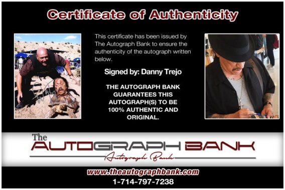 Danny Trejo proof of signing certificate