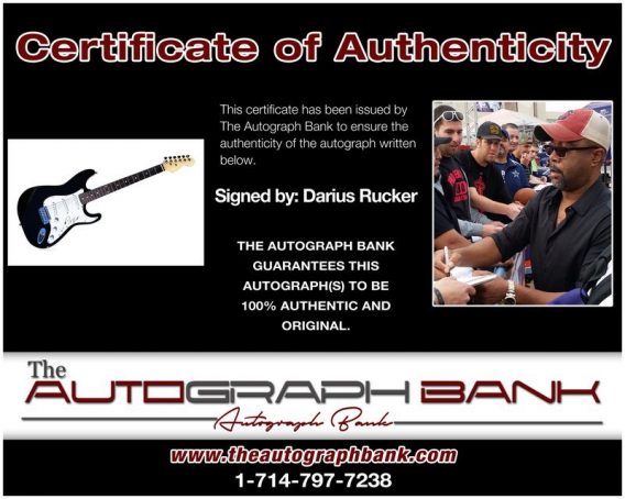 Darius Rucker proof of signing certificate