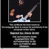 Dave Grohl proof of signing certificate