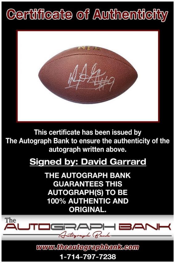 David Garrard proof of signing certificate