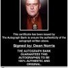 Dean Norris proof of signing certificate