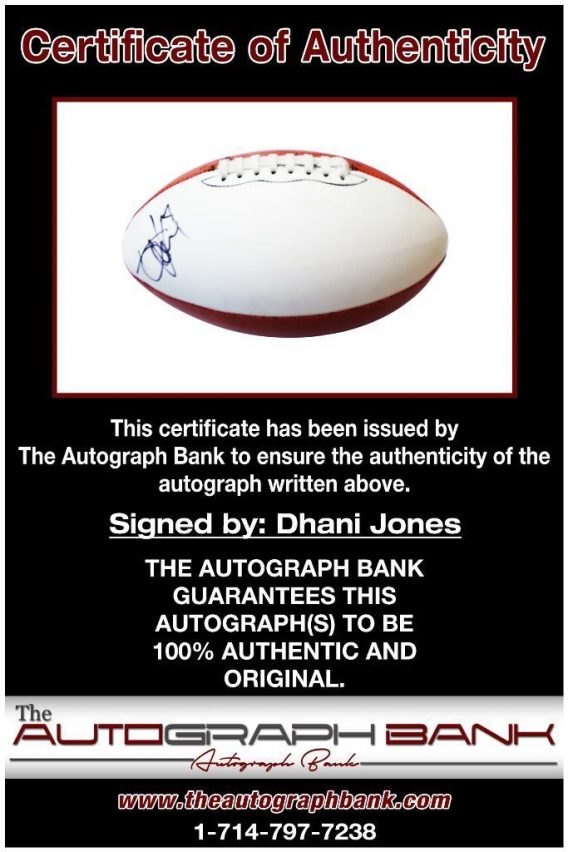 Dhani Jones proof of signing certificate