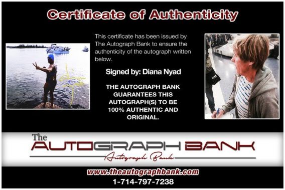 Diana Nyad proof of signing certificate