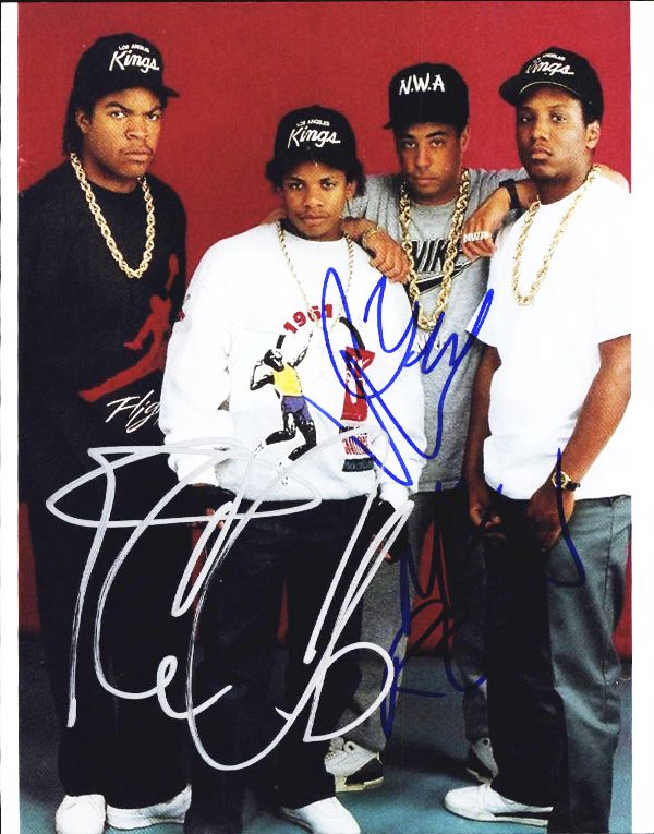 DJ Yella Ice Cube Mc Ren signed NWA 8x10 photo W/Certificate ...