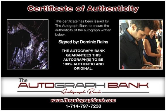 Dominic Rains proof of signing certificate