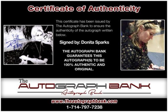 Donita Sparks proof of signing certificate