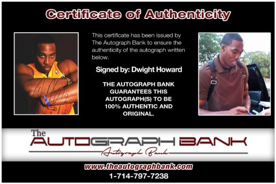 Dwight Howard proof of signing certificate