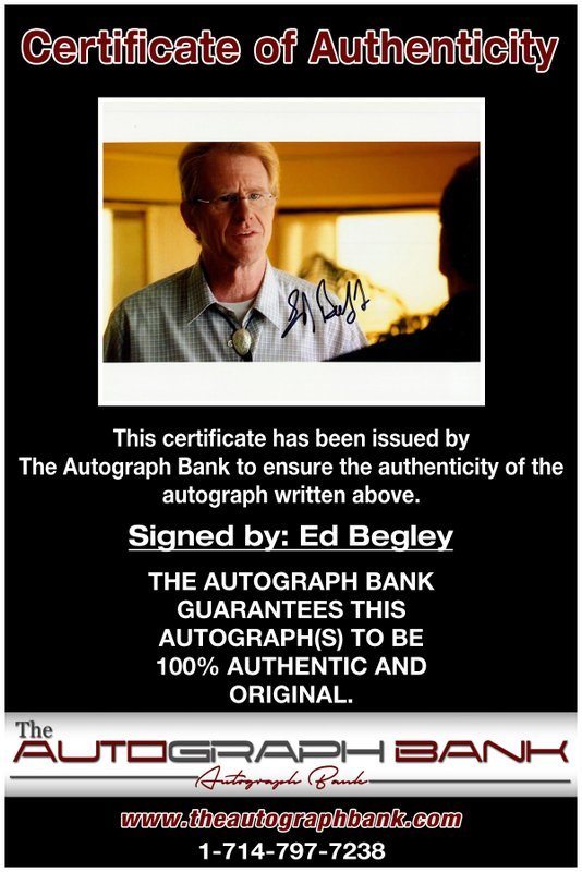 Ed Begley proof of signing certificate
