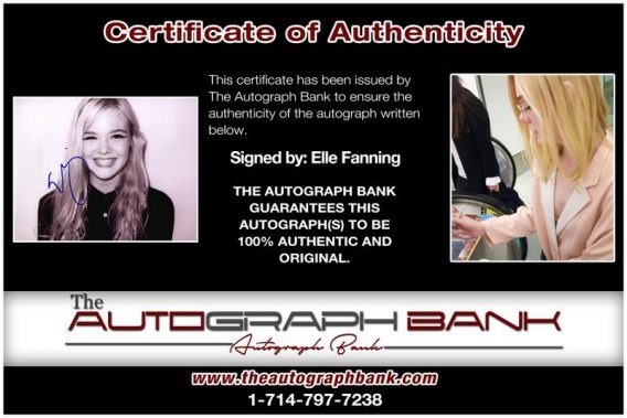 Elle Fanning proof of signing certificate