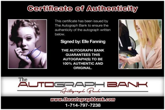 Elle Fanning proof of signing certificate