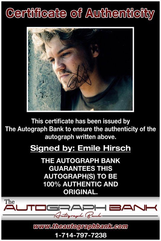 Emile Hirsch proof of signing certificate