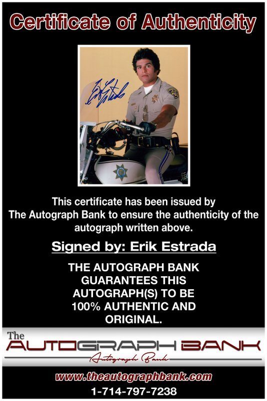 Erik Estrada proof of signing certificate