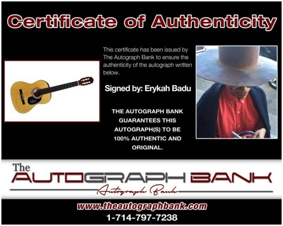 Erykah Badu proof of signing certificate